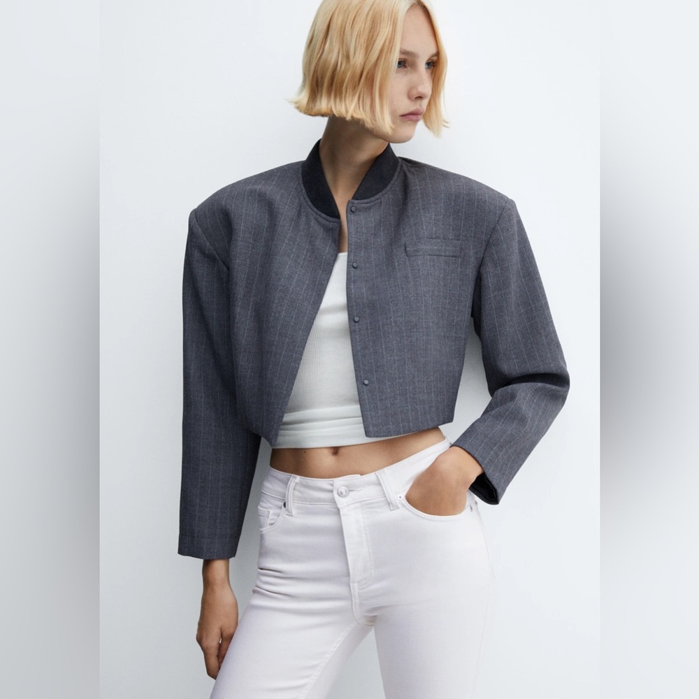 Mango Padded Shoulder Jacket with Wool Mix‎ Fabric. Size S.